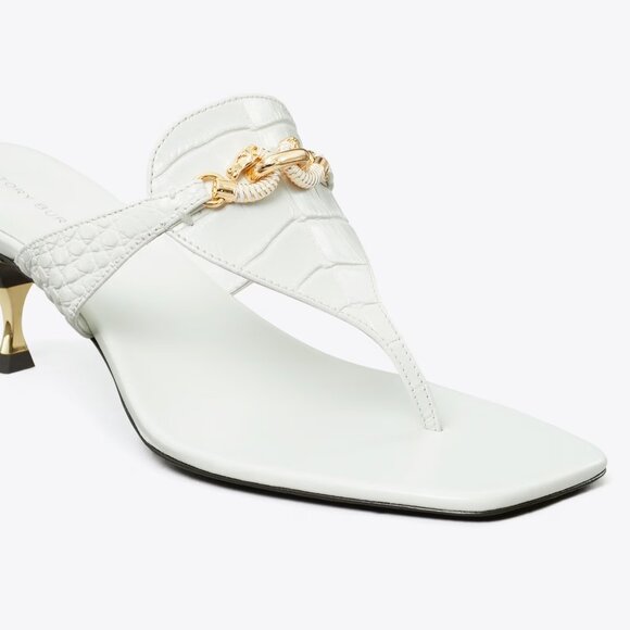 Tory Burch $328 JESSA LOW KITTEN HEELED SANDAL Gold 9.5 10 RUN SMALL - Picture 3 of 8